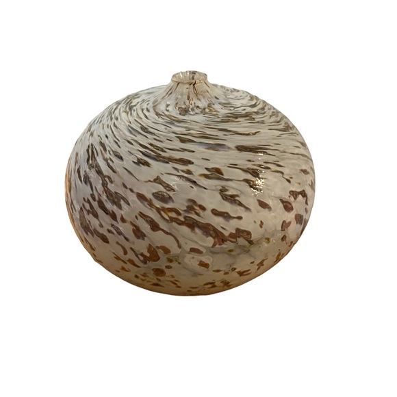 Hand blown glass  glass art decor hand crafted glass white gold - Picture 6 of 8